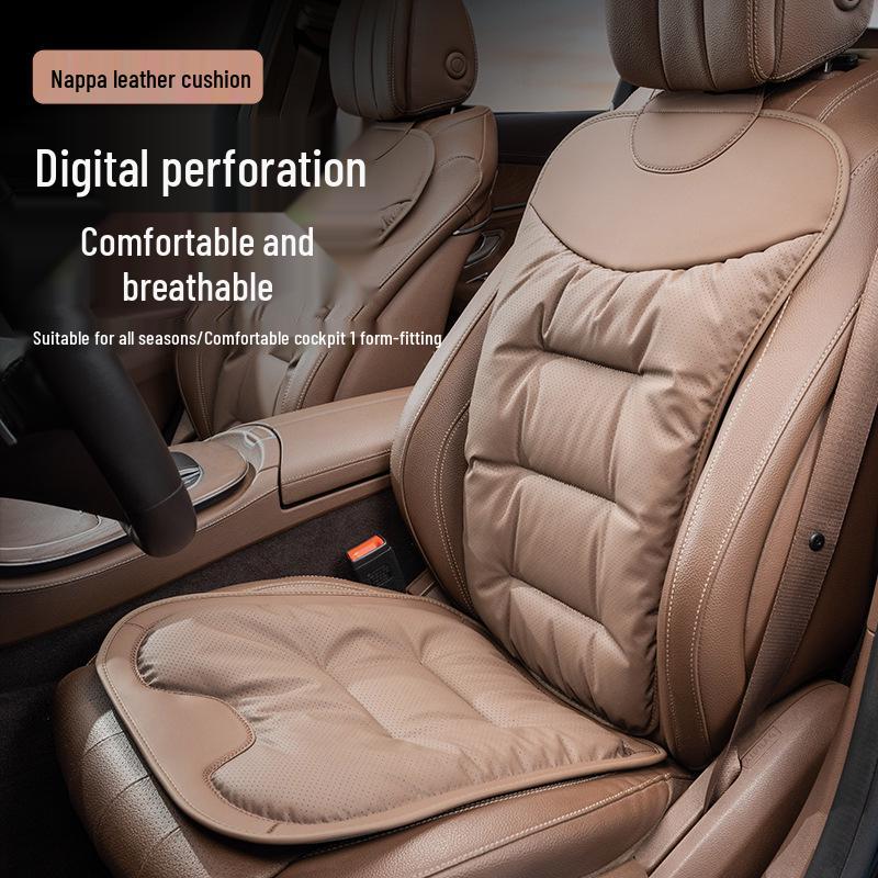 Luxury Nappa Leather Non-Slip Car Seat Cushions for Five-Seater - Thickened Design for Front and Rear Seats