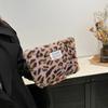 Leopard print plush Makeup Bag Large capacity portable travel toiletry bag Cosmetics Clutch Bag Premium storage bag
