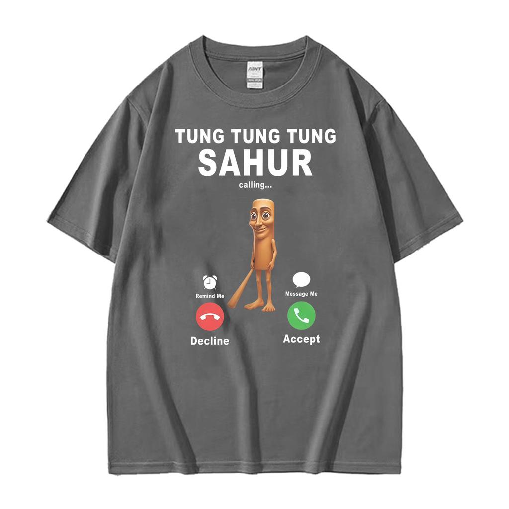 Tung Tung Tung Sahur Calling Funny Brainrot Joke Meme Tshirt Unisex Unisex Humor Fashion Street T Shirts Summer Oversized Tee Shirt