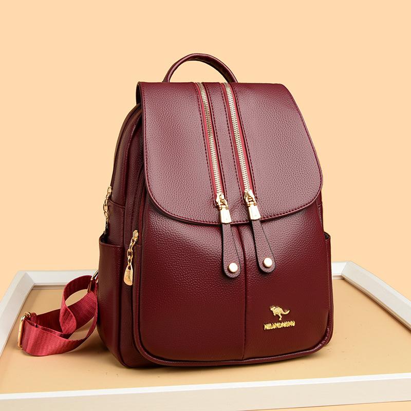 Versatile Mom Bag Soft Leather Women's Bag, Large-capacity Travel Backpack