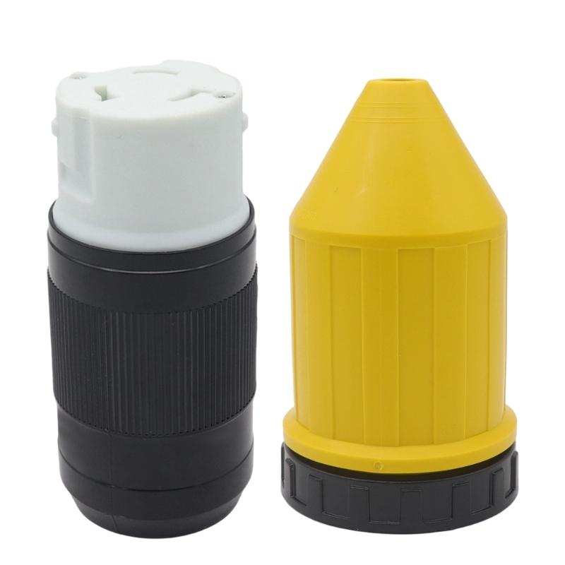RVs Power Cord Twist Lock Plug Replacement Power Connector with Boot Locking Cover 50A RVs Cord Connector Locking Plug