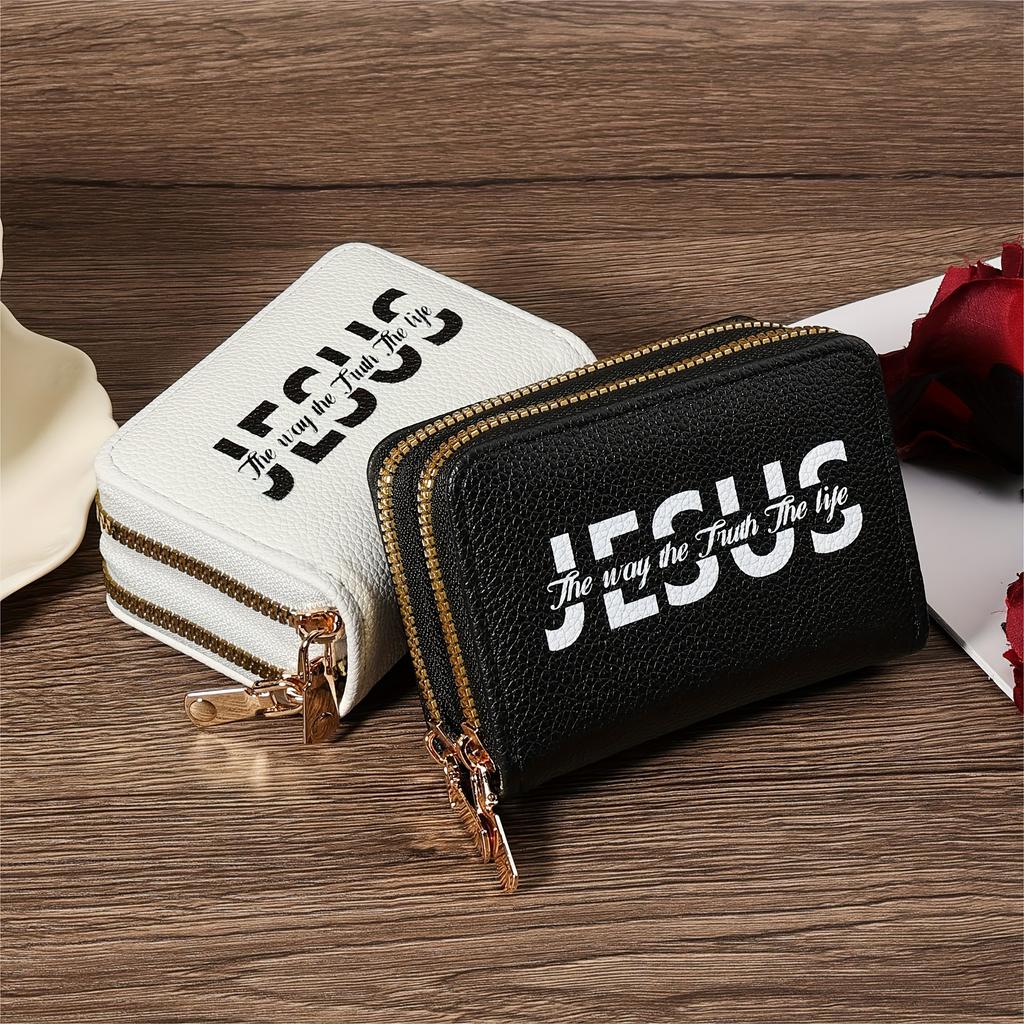 Credit Card Storage Bag Fashionable, Minimalist, Trendy Letter Printing,Credit Coin Wallet, Fashionable Double-Layer Zipper Purse