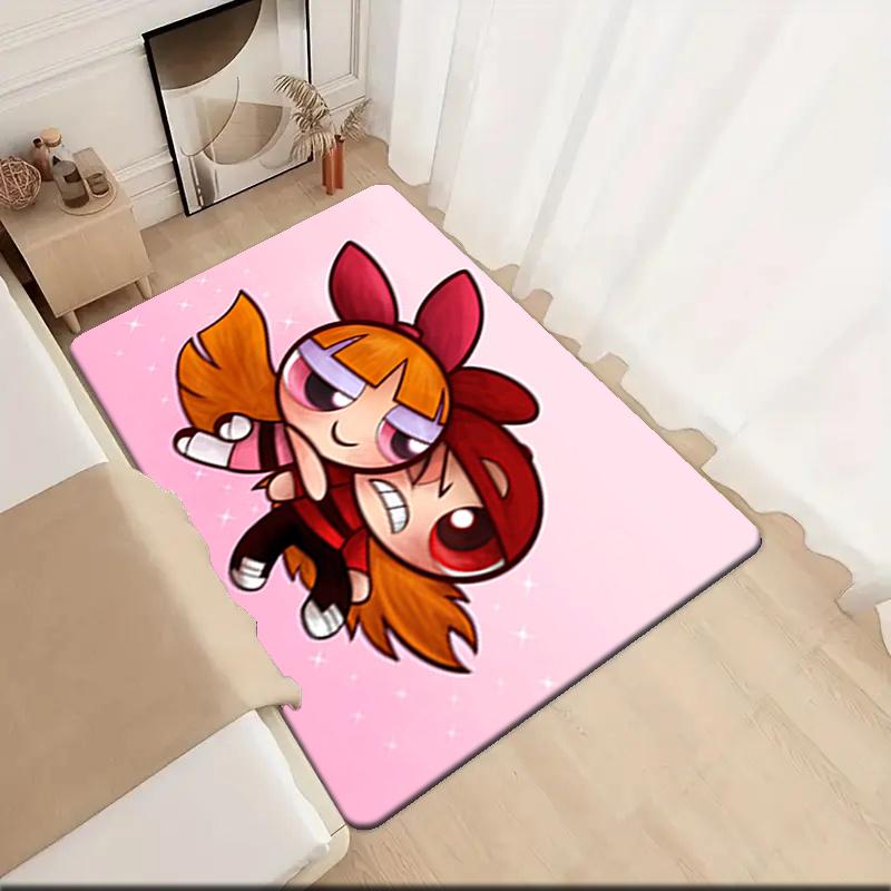 1Pc The Powerpuff Girls Printed rectangle carpet, home door mat, outdoor travel protection carpet A2