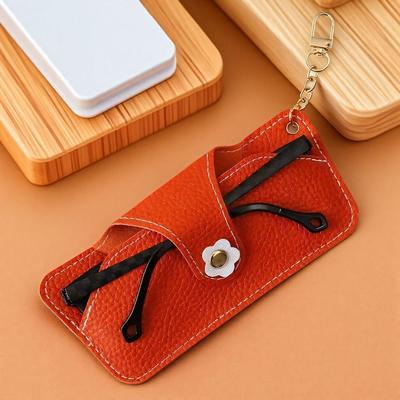 Con Llavero Estuche para Gafas Flor Cierre Soporte para Gafas Elegante Bolso para Gafas de Sol de Cuero PU Hombres