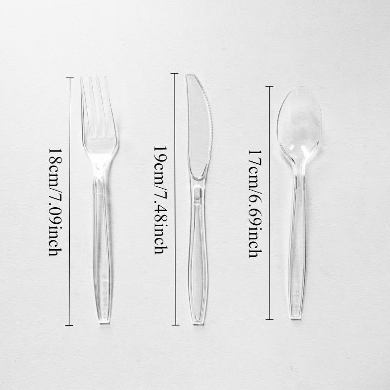 100PCS Disposable  Knives Forks Spoons Transparent Household Kitchen Plastic Tableware Dessert Ice Cream Birthdays Cakes Tools
