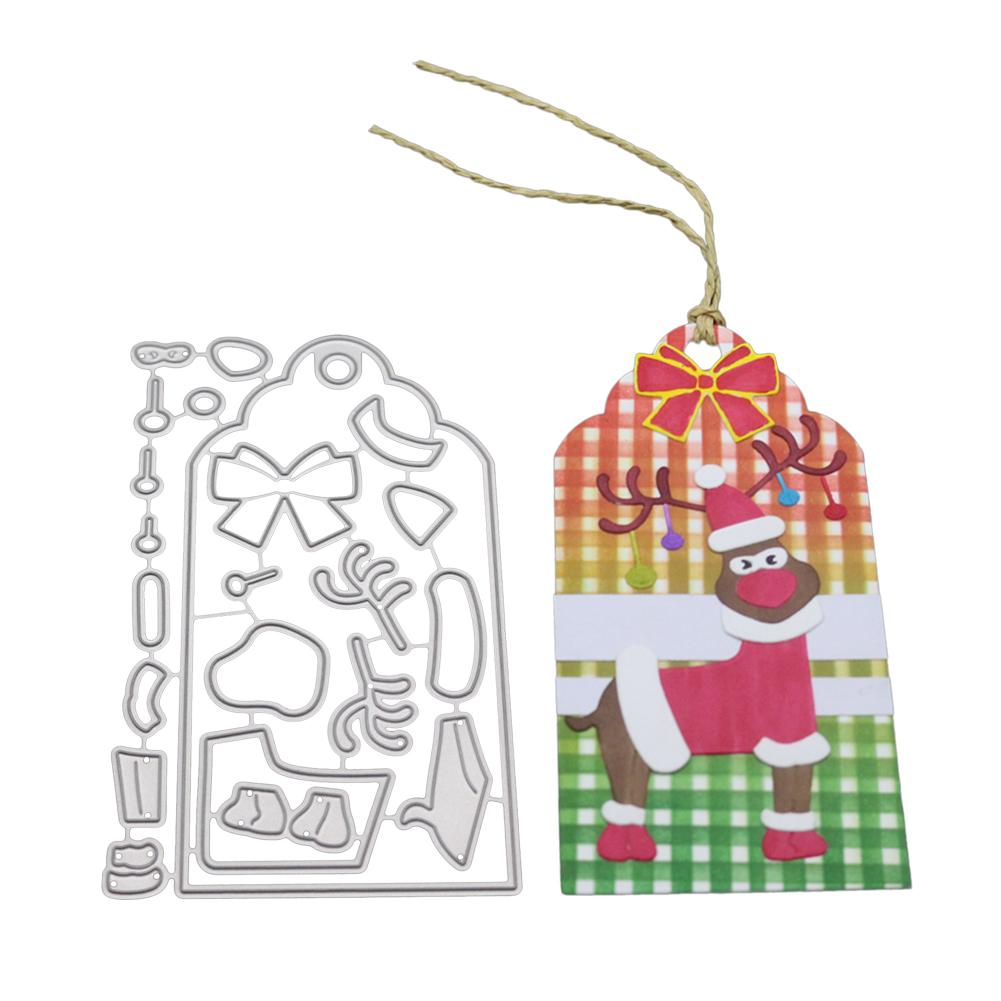 Christmas Deer Card Frame Metal Silvery Stencil Embossing Cutting Dies For Diy Scrapbooking Paper Album Cards Making