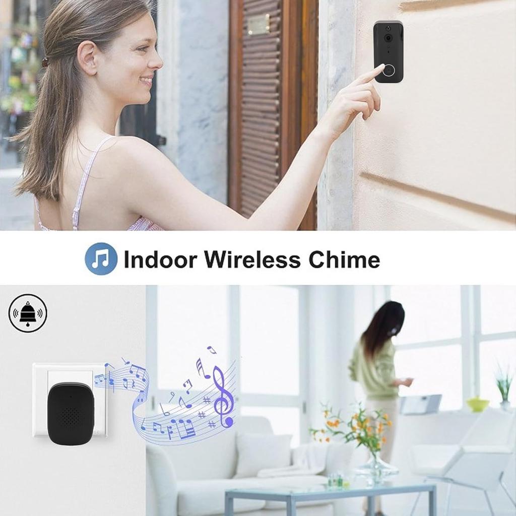 1080P Video Doorbell Camera, Video Doorbell, 2 Way Talk, Night Vision, Voice Conversion, Noise Reduction, Indoor Outdoor Surveillance