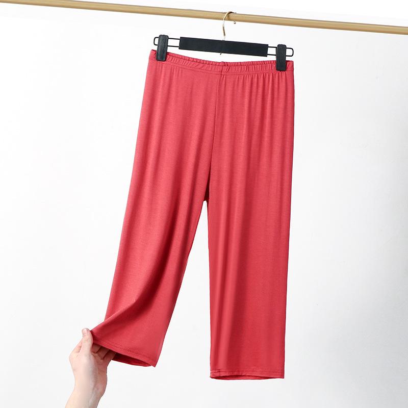 

Women s Modal Leggings: Stretchy High-Waisted Crop, Plus Size, Ice Silk Cotton, Perfect for Summer Sports. 5XL (160-180 lbs) brick червоний колір