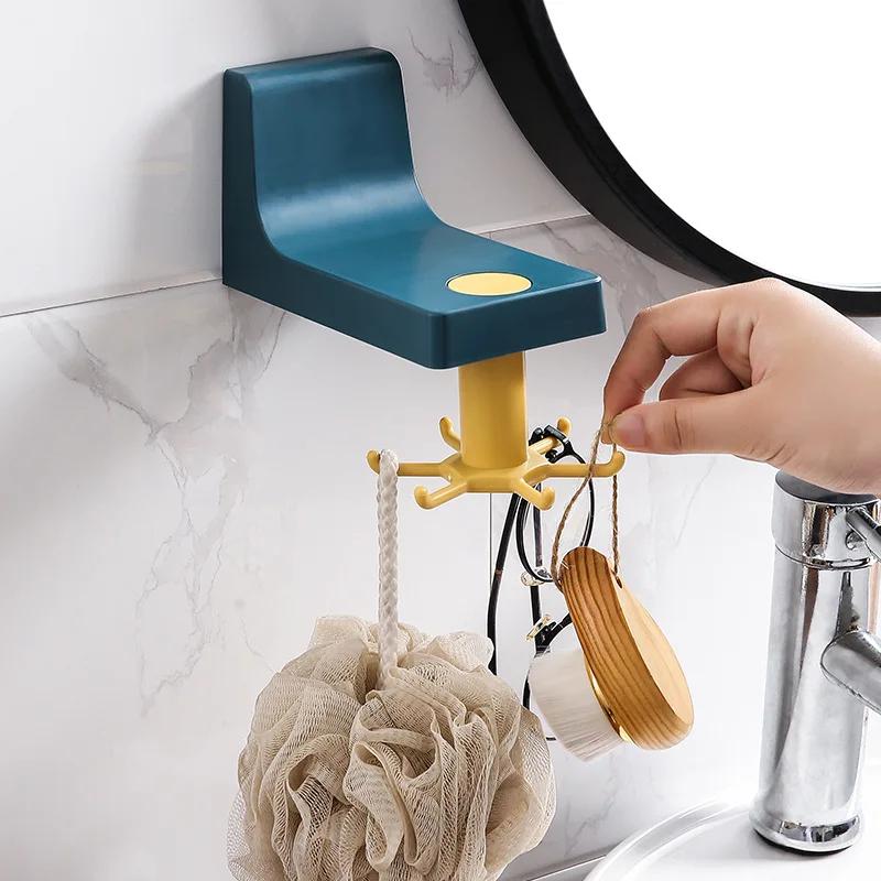 Kitchen Rotating Hook Wall Hanging Free Punching Spatula Spoon Shovel Rack Kitchenware Storage Rack