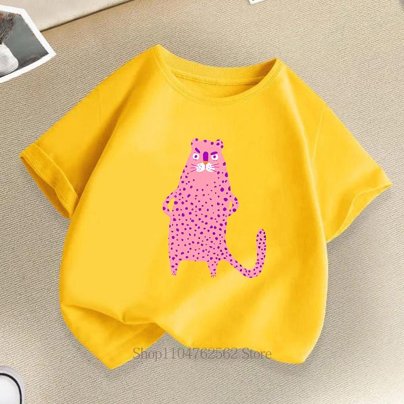 Cute Cat Print Children T-shirts Summer Girls Boys Casual Fashion Kawaii Short Sleeve Tops O-Neck Colorful Kids T-shirts