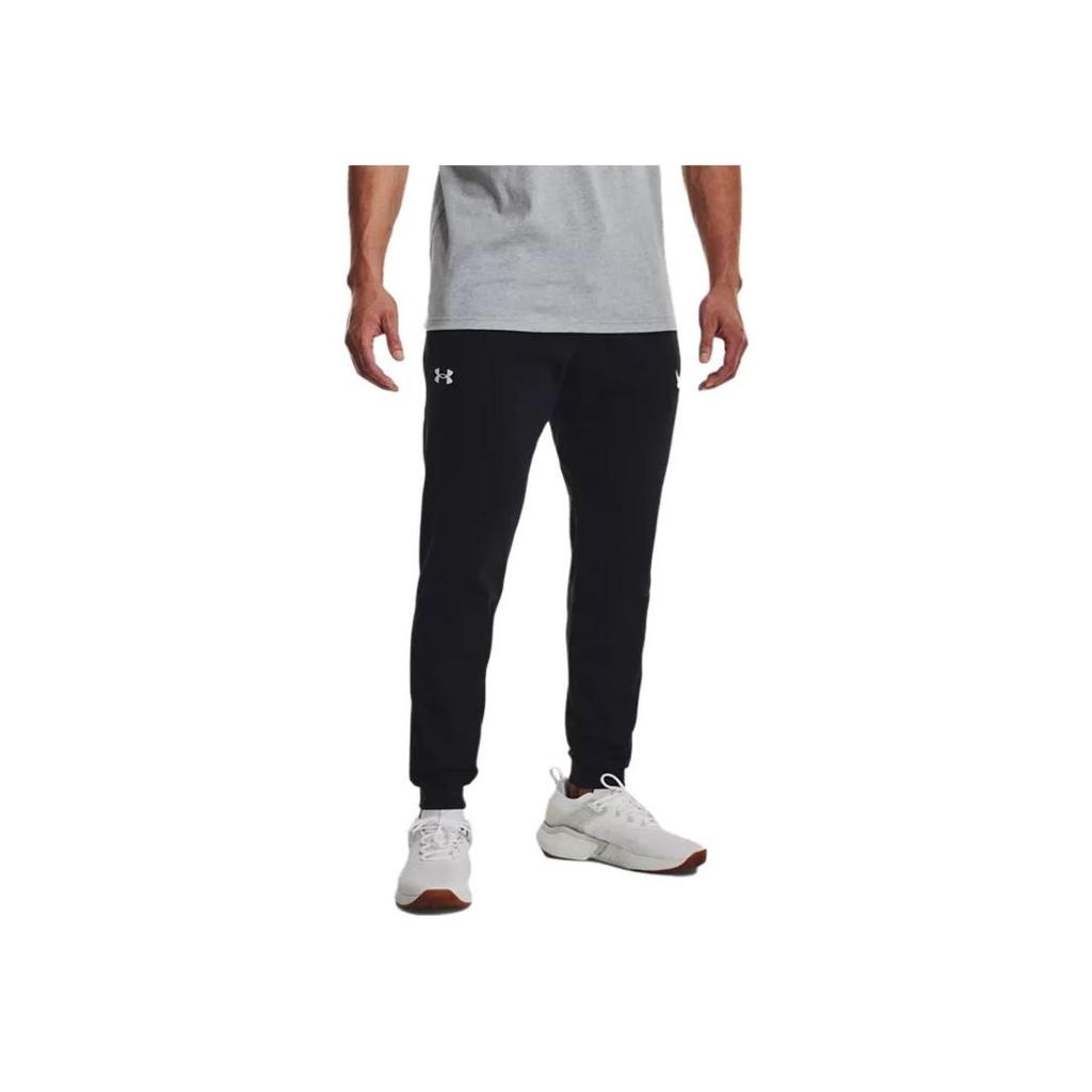 Under Armour Project Rock Terry Joggers Logo Print Mid Rise Cuffed Casual Pants Men Joggers Black 1355634-002