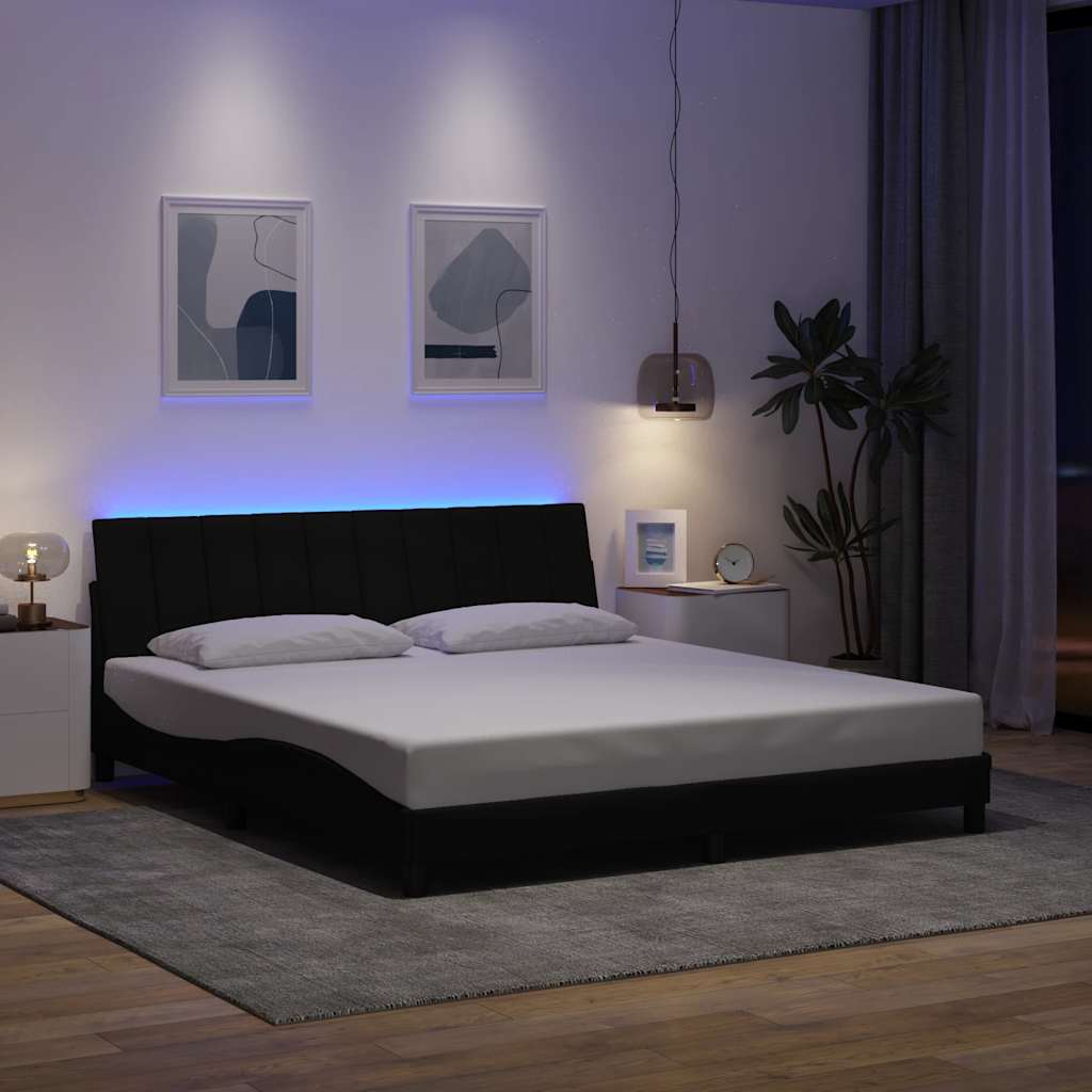 Bed Frame without Mattress  Hanko  Black 180x200 cm Fabric