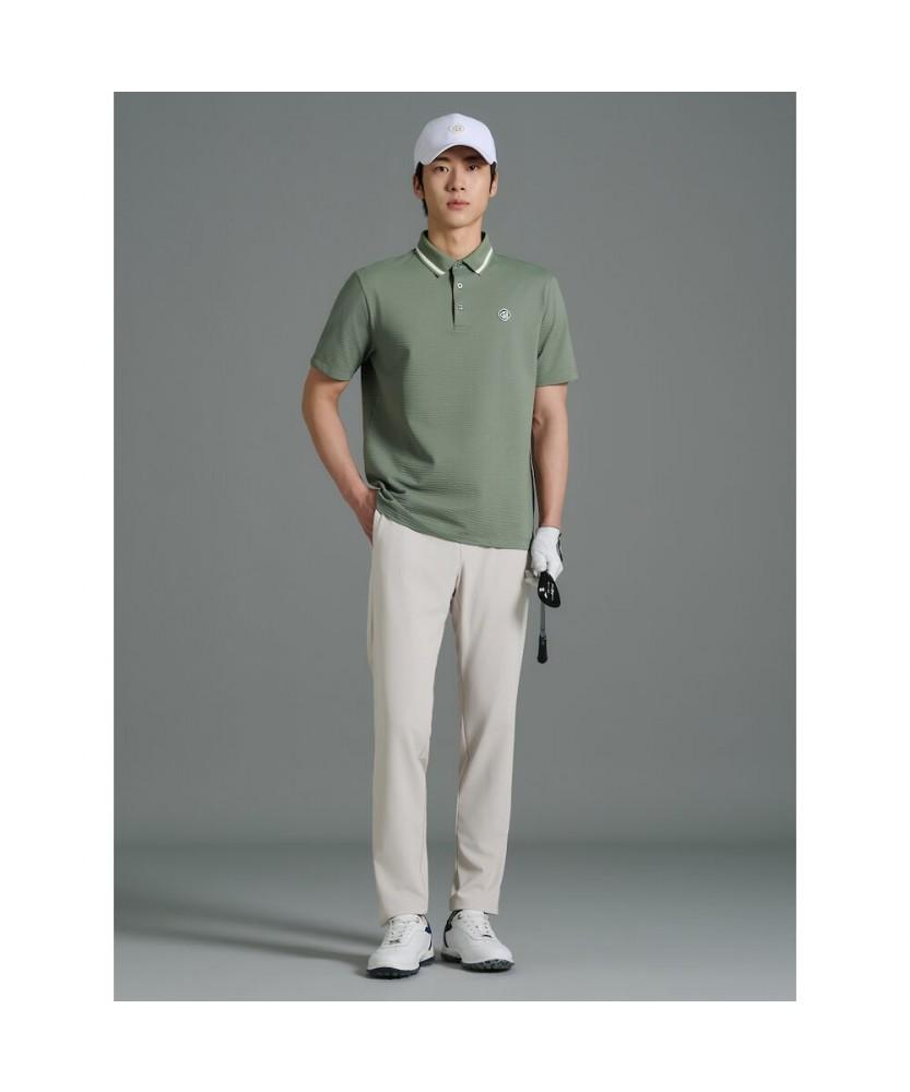 BEANPOLE GOLF [Heritage] Men'S Seersucker Short Sleeve T-Shirt - Olive