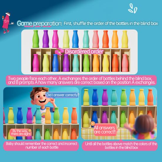 1 Set Bottle Color Matching Toy with 10/20 Colorful Bottles Children Toddlers Boys Girls Memory Training Bottle Color Match Educational Board Game