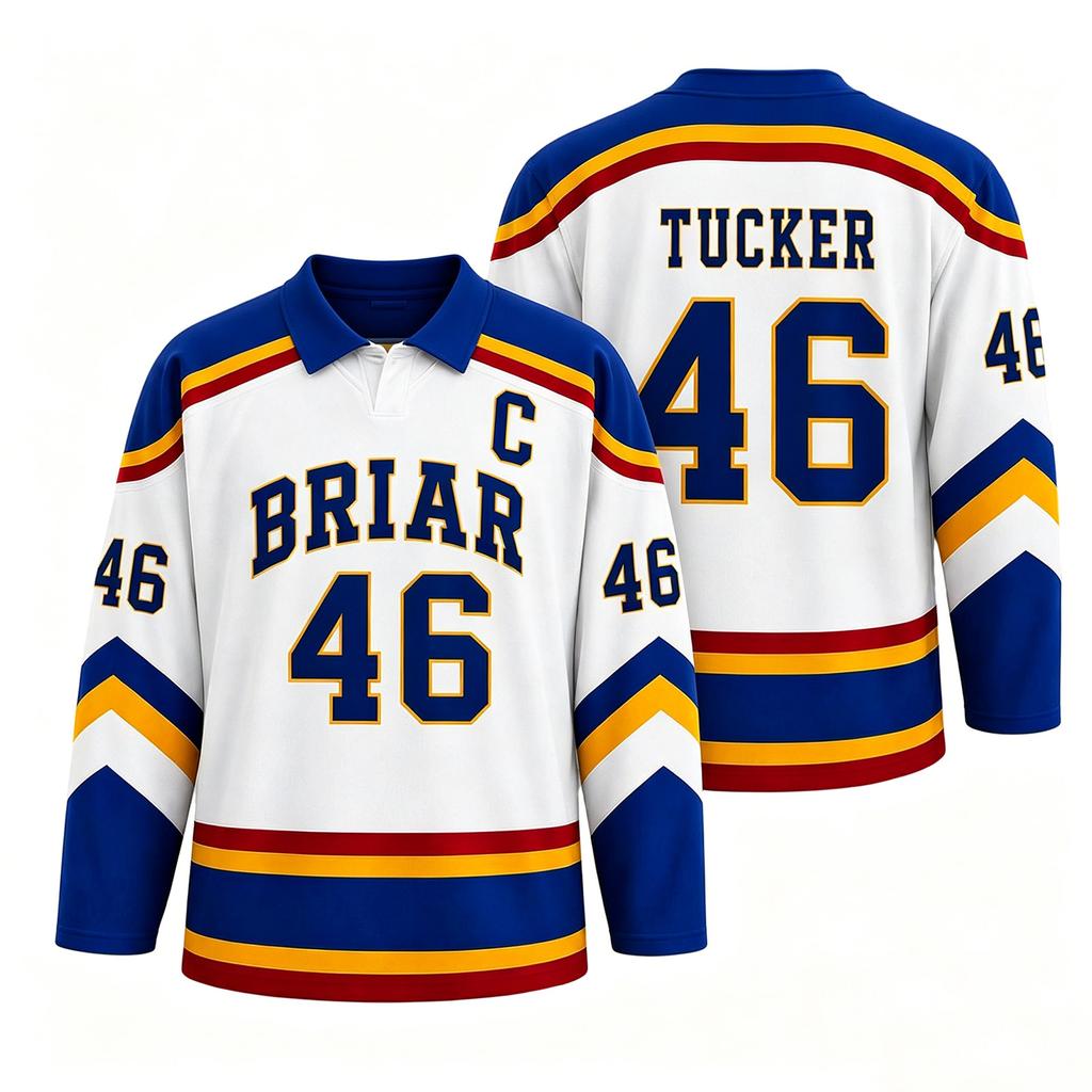 Men's Long Sleeve Ice Hockey Jersey Mesh Fabric Printed Number and Letter Design Classic Fit Polo Collar Sports Shirt