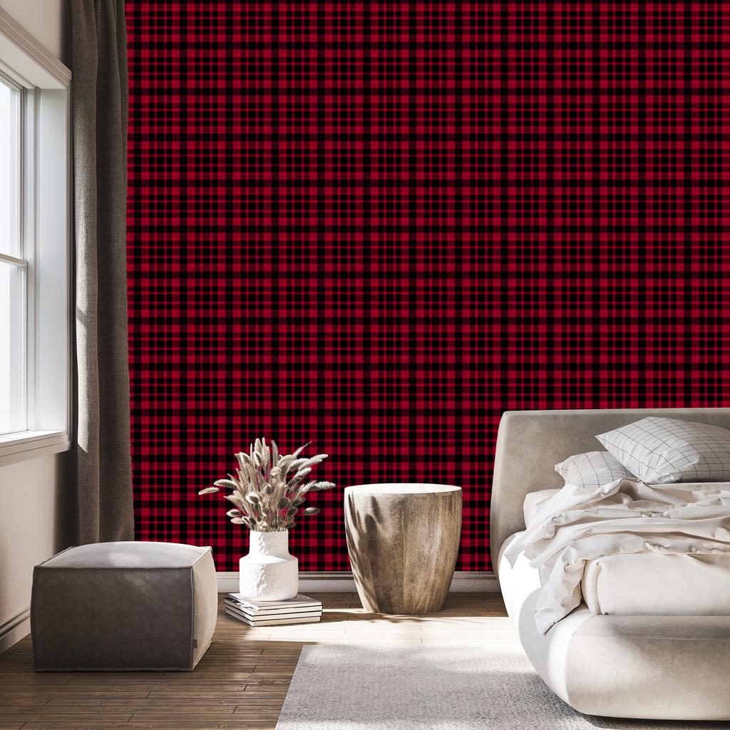 Red Checkered Wallpaper in Burgundy and Burgundy for Living Room and Bedroom 50x1000