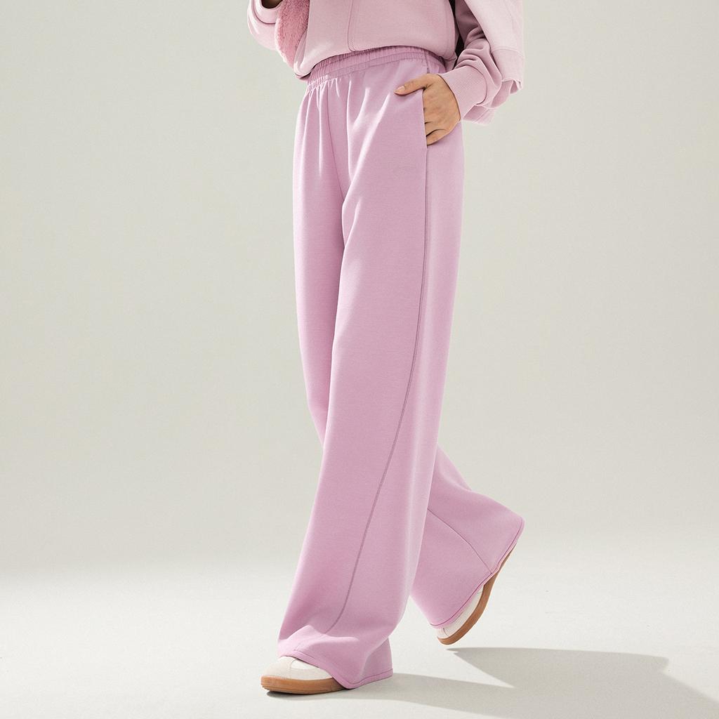 Li Ning Fitness Series Simple Comfortable Versatile Mid Waist Casual Pants Women bottoms AKLVD90-4