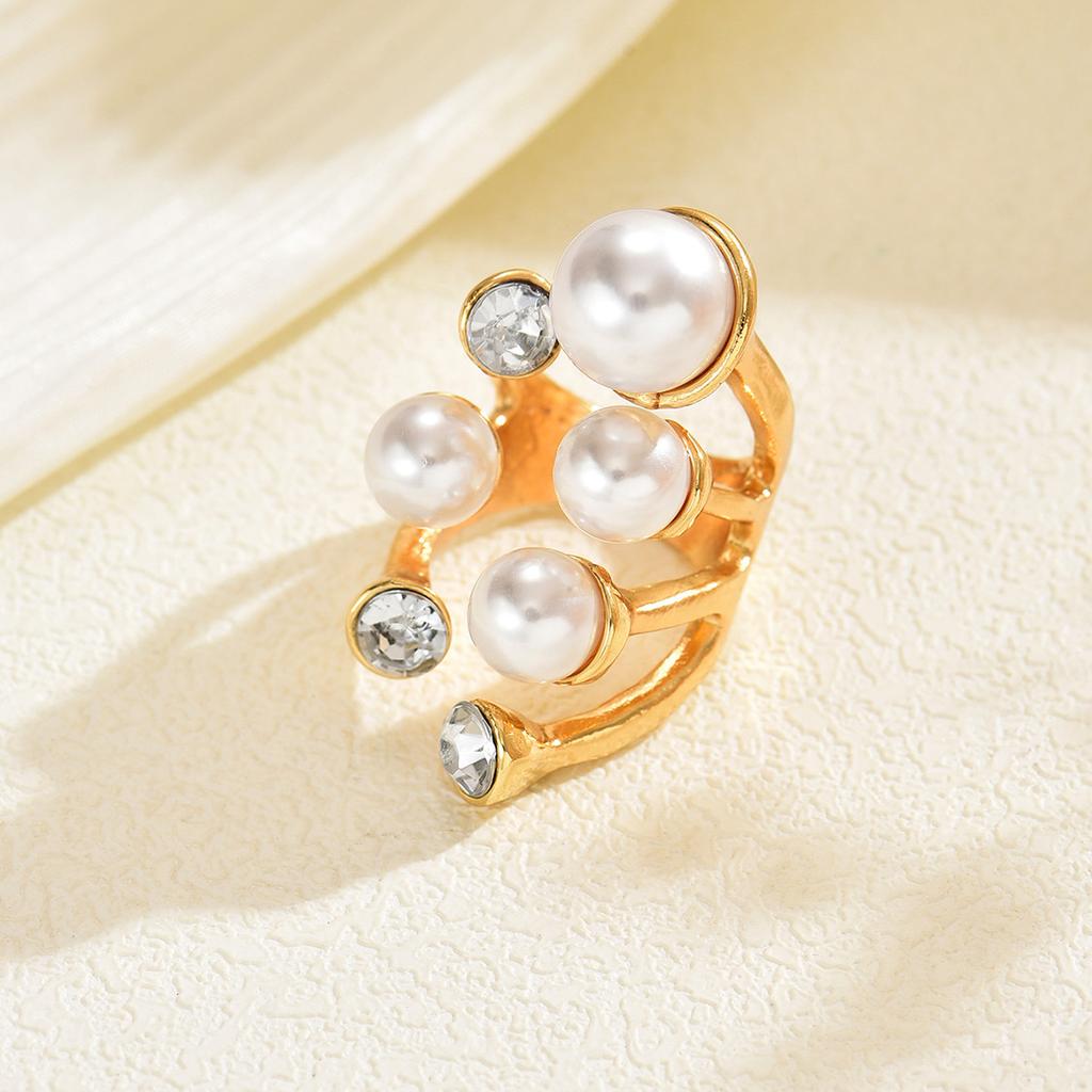 Pearl ring set European and American retro imitation pearl niche irregular high-end ring jewelry women