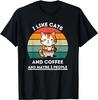 I Like Cats And Coffee And Maybe 3 People Funny Cats Retro Gift Tshirt