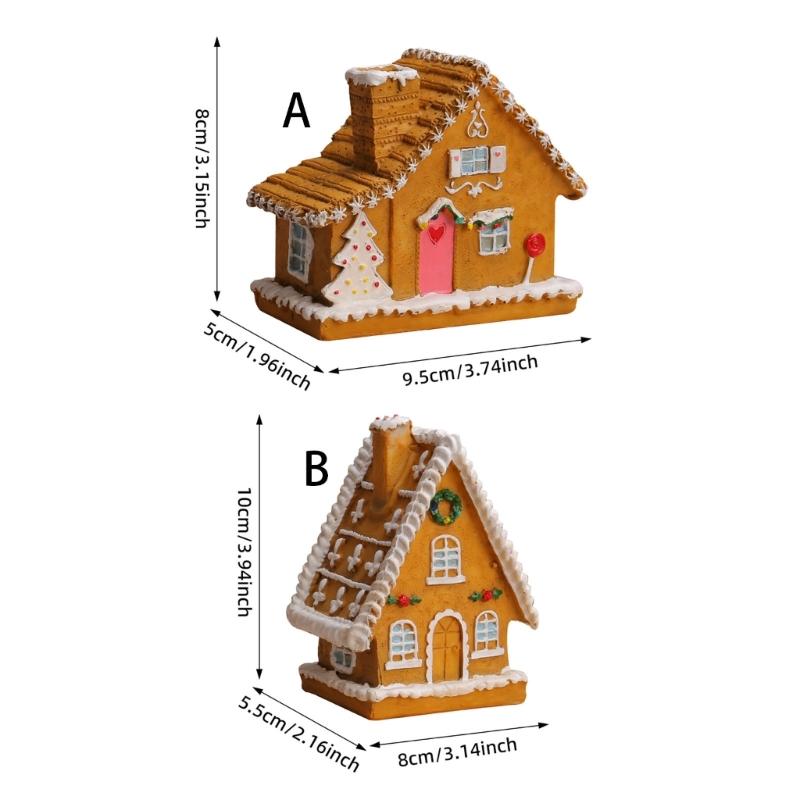 Christmas Village Houses Christmas Collectible Buildings with LED Light Christmas Decors Gingerbreads House Figurine