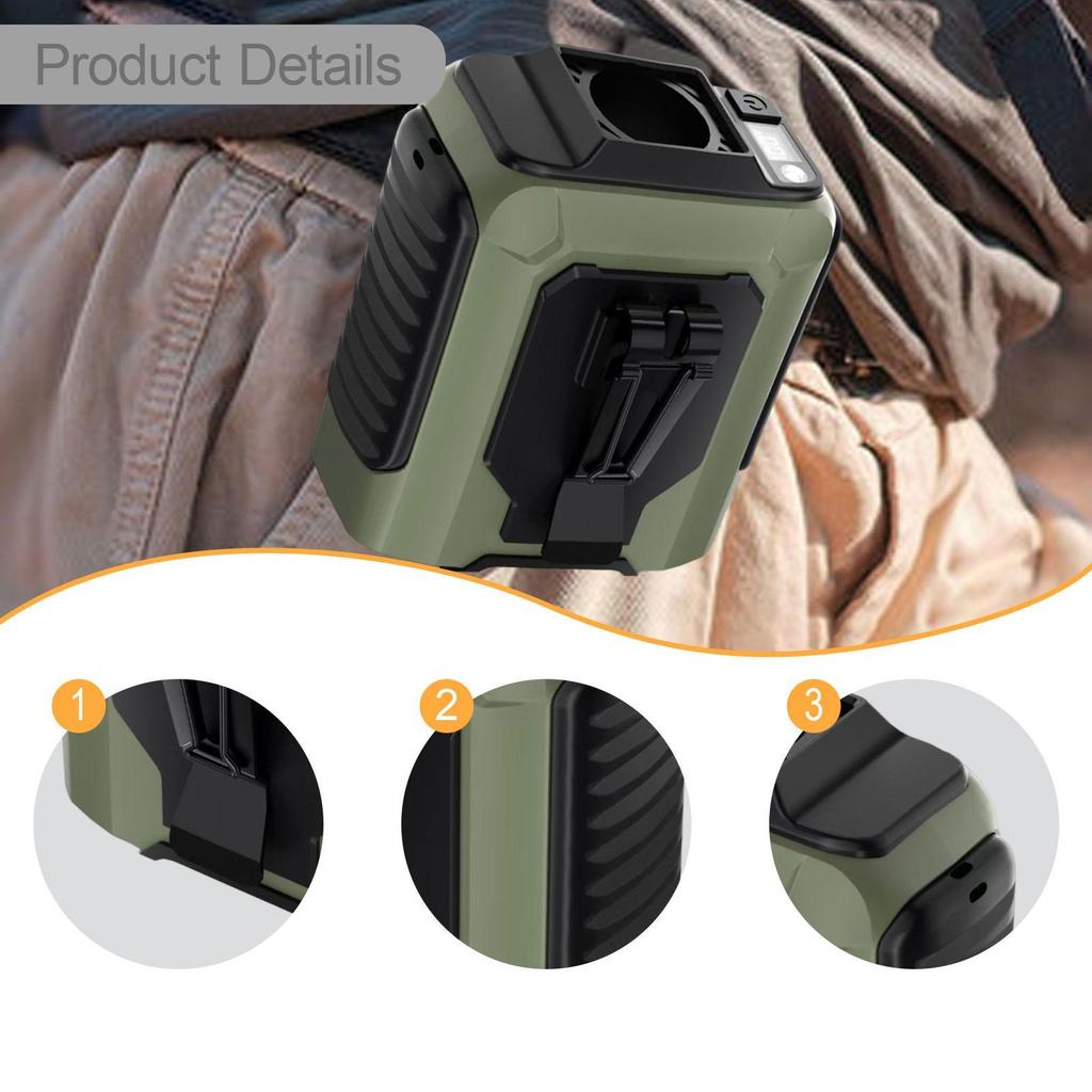 Waist Clip Fan Flashlight 100 Gears Strong Wind Hands Freely Belt Clip Fan for Farm Courier Cycling Hiking Outdoor Activities