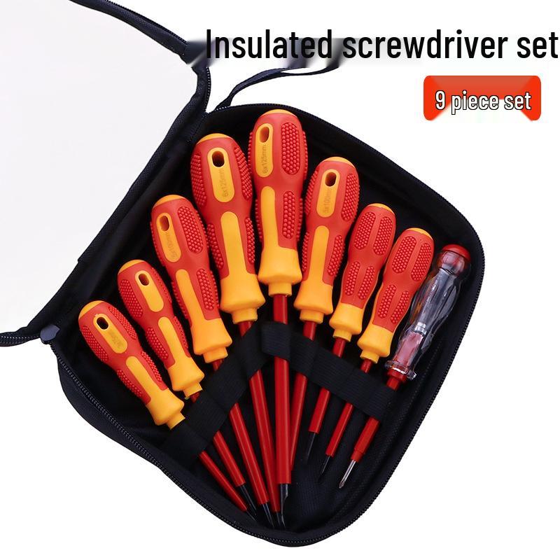9-Piece Insulated Screwdriver Set - Electrician's Repair Tool with Slotted & Phillips Heads