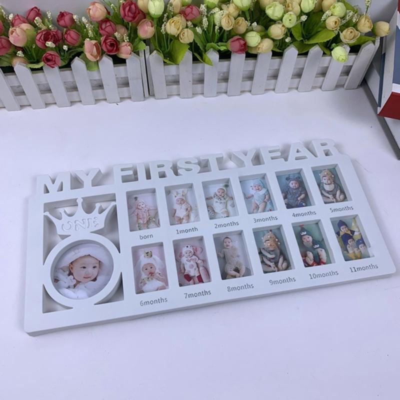 First Year Milestone Photo Frame Souvenirs My First Year Baby Keepsake Frame for Photo Memories 0-12 Months Pictures