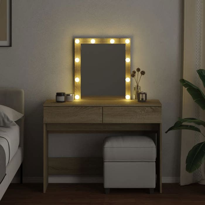 VidaXL Dressing Table with LED Sonoma Oak 100x40x130 Cm, Makeup Table, Bedroom Dressing Table, Dressing Table with 848194