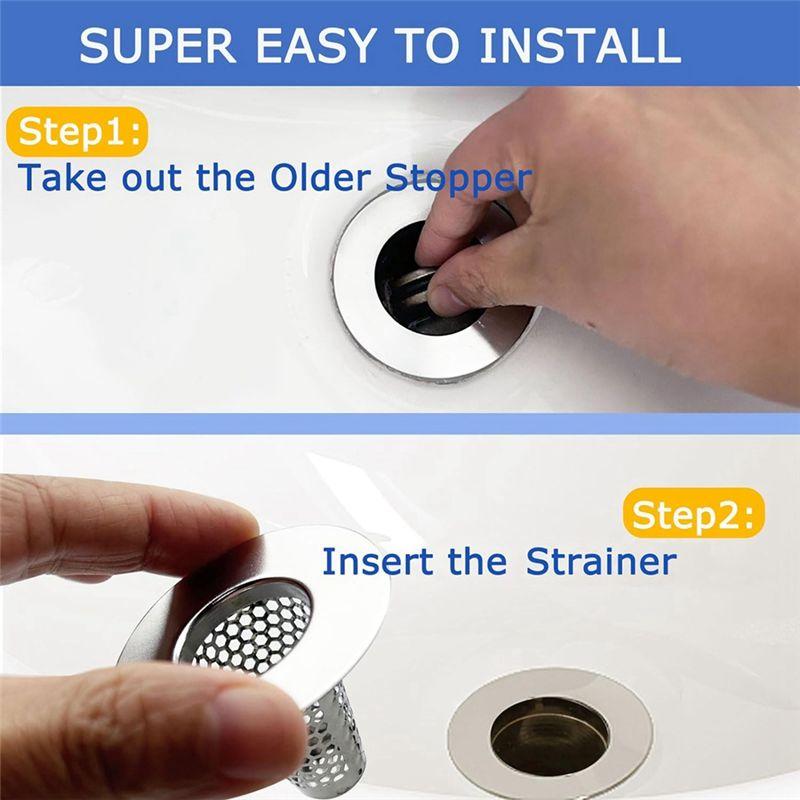 AEE2-Bathroom Sink Drain Strainers For 1.2-1.6Inch Drain Hole, 1Inch Small Conical Stainless Steel Bathtub Drain Cover
