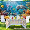 2D-Ebene Delfin Qualle Korallenfisch Hintergrundtuch Partydekorationen und Raum Garten. Polyesterfaser
