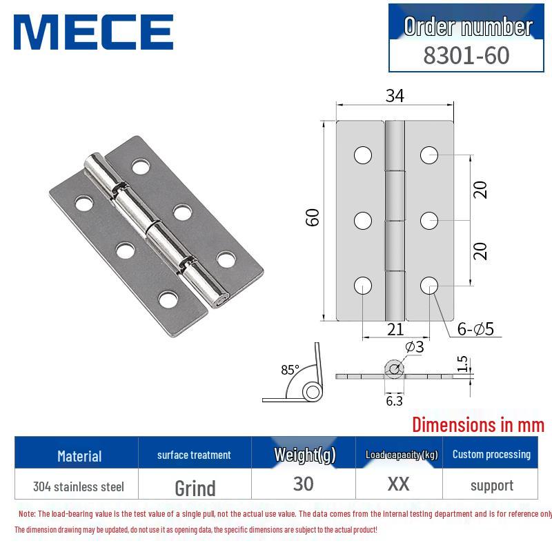 Thickened Stainless Steel Small Hinge for Folding Cabinet, Window, or Wooden Box with Lotus Leaf Design.