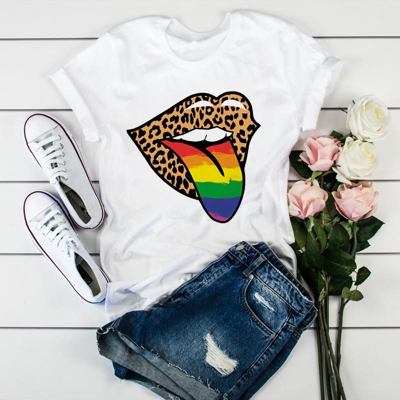 Women Lips Leopard Gold Glitter Print Trendy Graphic Designs T Shirt For Lady Shirt Harajuku O