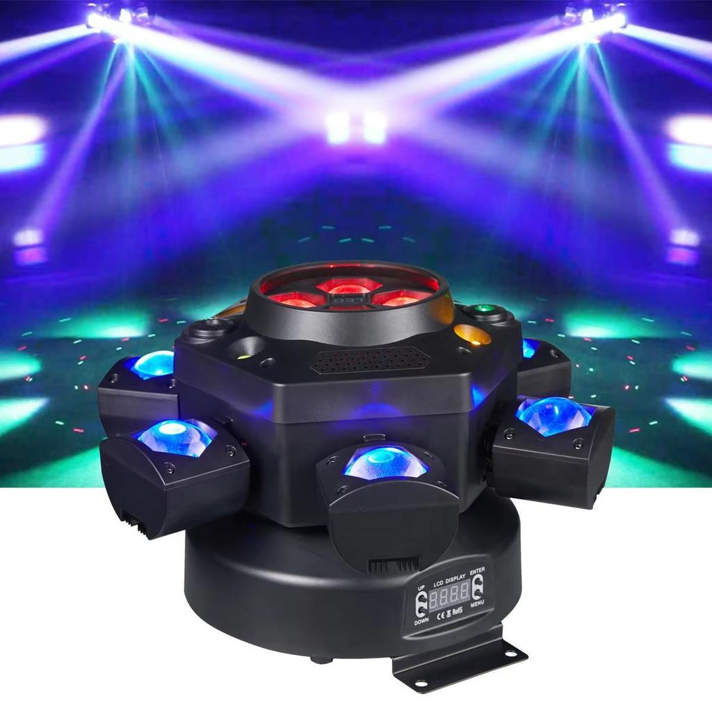 LED 10X10W 6 Head 4in 1  Moving Head Beam Light RG Laser Strobe Light DMX Stage Light RGB Beam Light Rotating Disco Party Bar Atmosphere