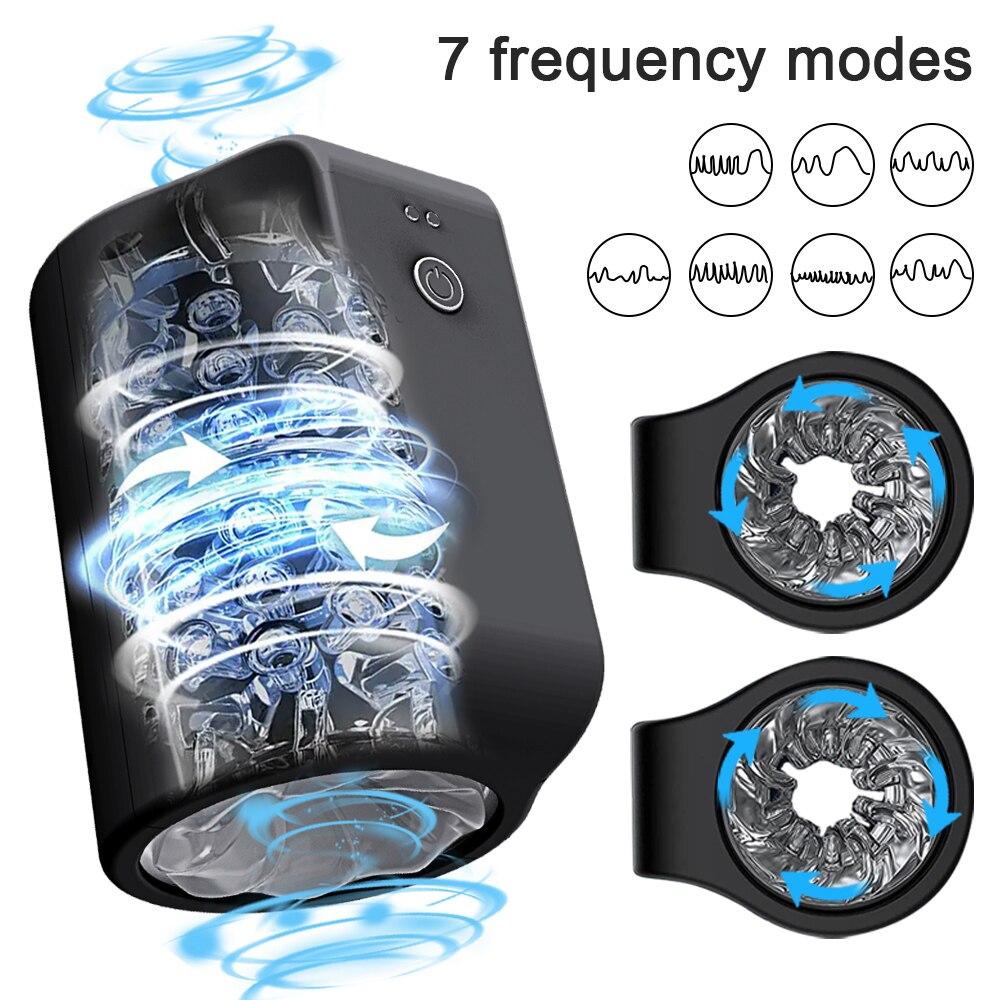 Taza masturbadora masculina de rotación automática, masturbación vaginal de silicona, Juguetes sexuales para hombres, productos masturbadores masculinos para adultos