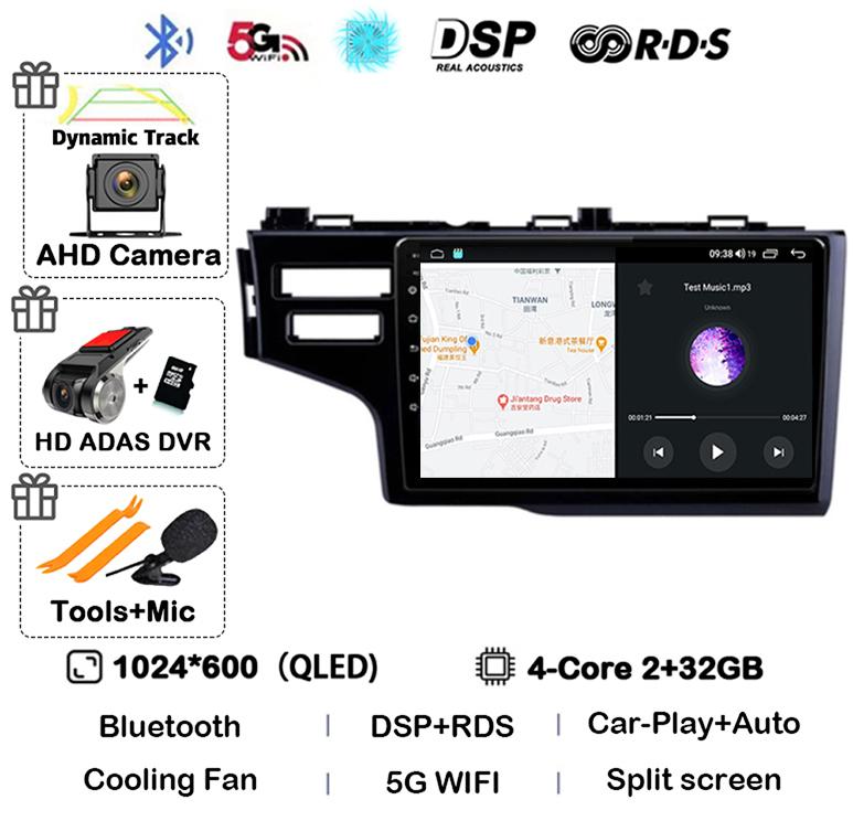 Android 14 Carplay Auto For Honda Jazz 3 2015-2020 Fit 3 GP GK 2013-2020 LHD Car Radio Multimedia Player Stereo GPS Head Unit 4G