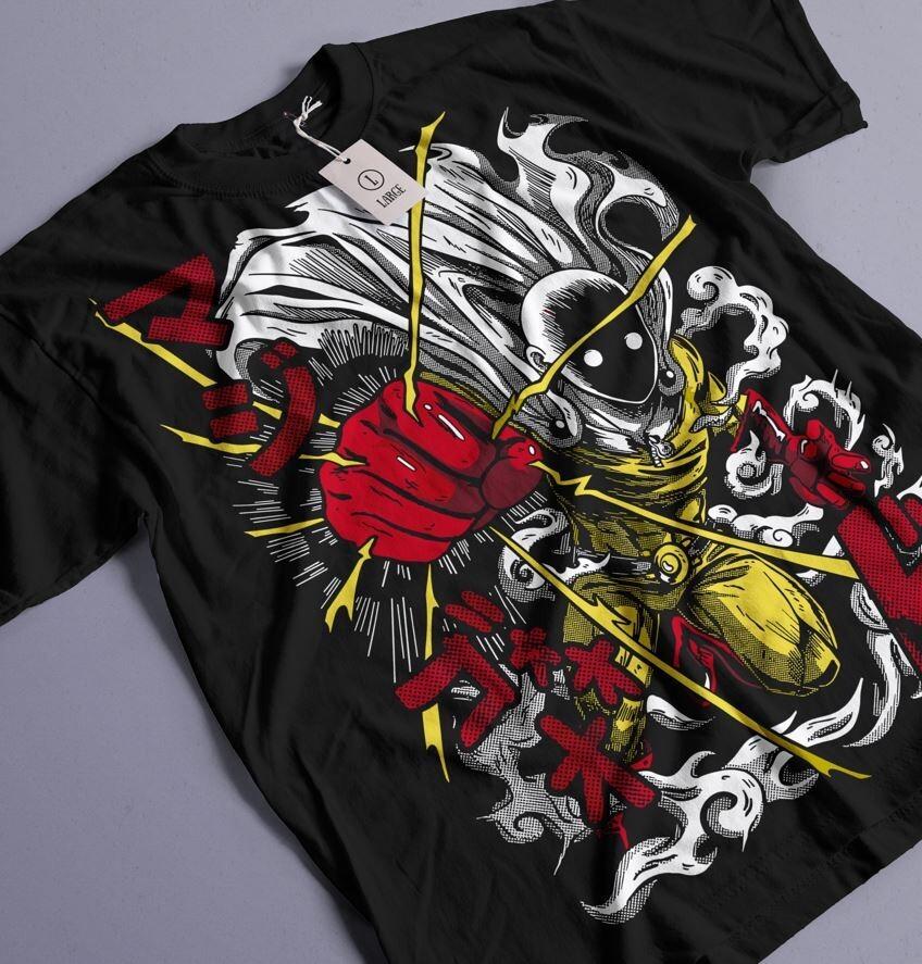 SAITAMA One Punch Man T-Shirt Horror Anime Manga Gifts Black Shirt All Size Unisex T-Shirt M