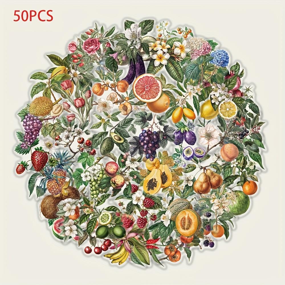 50pcs Plant Fruit Stickers Transparent PET Decoration Skateboards Phone Cases Guitars Journaling Stickers Scrapbooking Supplies