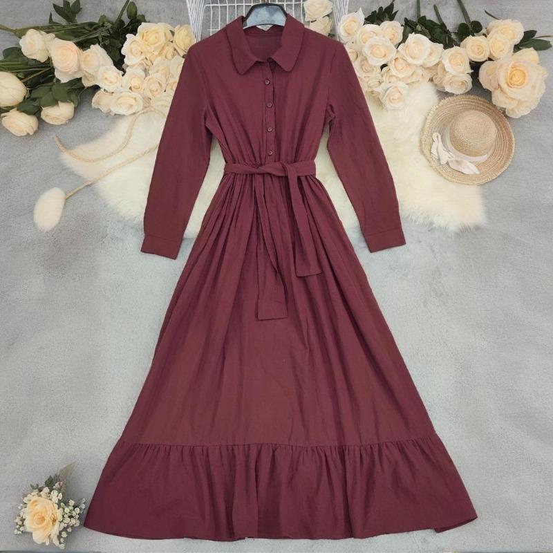 Women Vintage Bohemian Long Sleeve Long Casual Maxi Dress