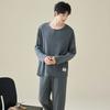 100% Pure Cotton Men's Pajamas Spring and Autumn Long-sleeved Young and Middle-aged Pajamas Men's Autumn and Summer Cotton Loungewear Set