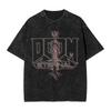Ciemna Koszulka Oversize z Efektem Sprania Streetwear Yk Doomguy Dooms Eternal Slayer Cacodemon Koszulki Mężczyźni Kobiety Bawełna Graficzny Nadruk
