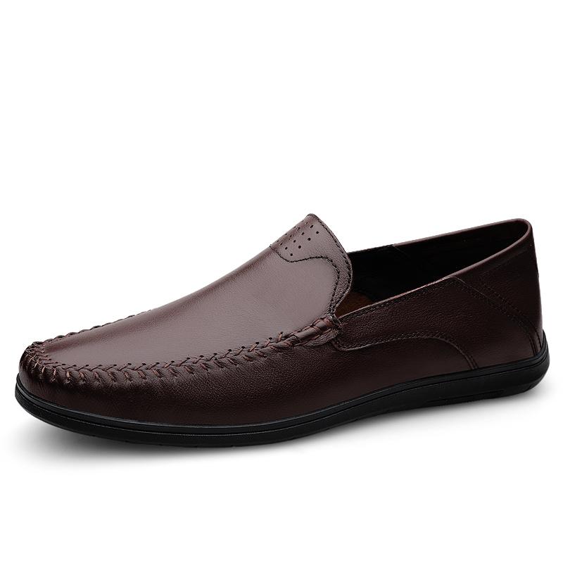 Fashion Genuine Leather Men Casual Shoes Luxury Brand Formal Man Loafers Moccasins Breathable Slip On Flats Handmade Boat Shoes