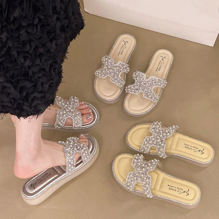 Stepping On Shit Soft-soled Slippers Women's Summer Wear 2025 New Beautiful Skirt Thick-bottomed Seaside Beach One-word Drag