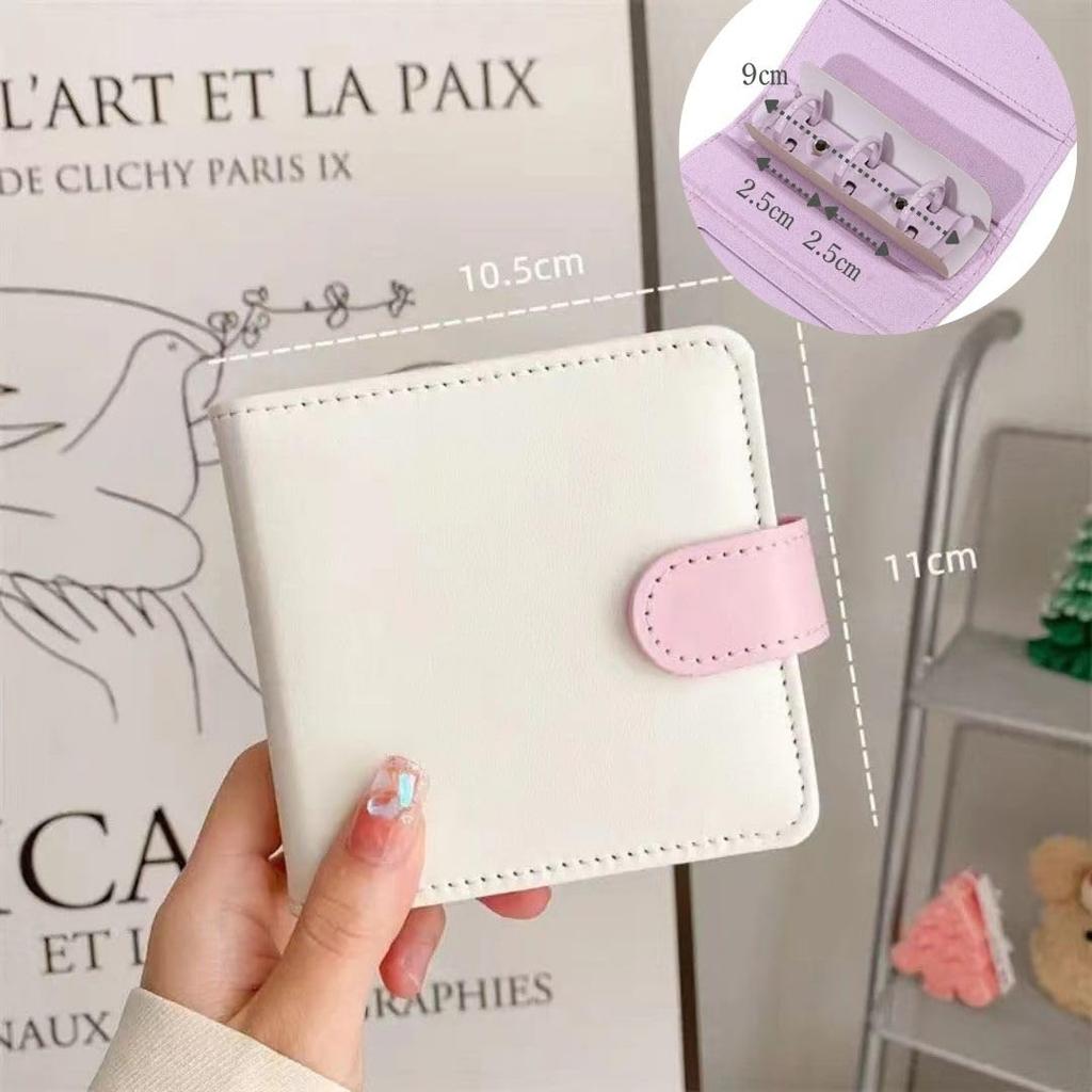 LINAXYZ Mini Binder for Trading Card Korean ID Membership and Refills White Moss 3-Ring Cards, Collectibles, Holders, Instax, Badges, Favorites,