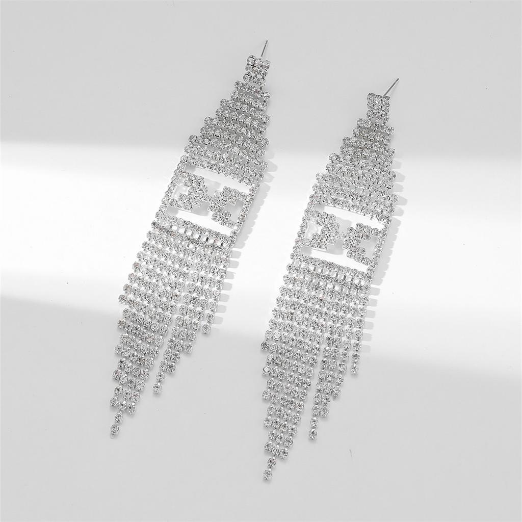 High-end Luxury Full Diamond Long Fringed Earrings for Women