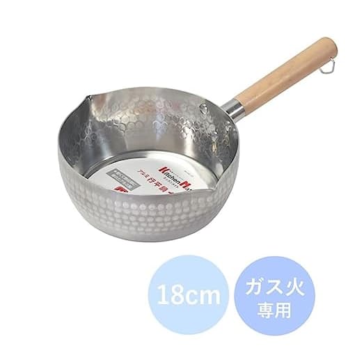 Pearl Metal Yukihira Pot, 18cm, Aluminum, Gas Stove Only, Natural Wood Handle, Kitchen Mate HC-23