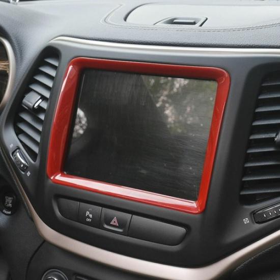 Car Central Console GPS Navigation Cover 1PCS For Jeep Cherokee 2014+ Bright Red