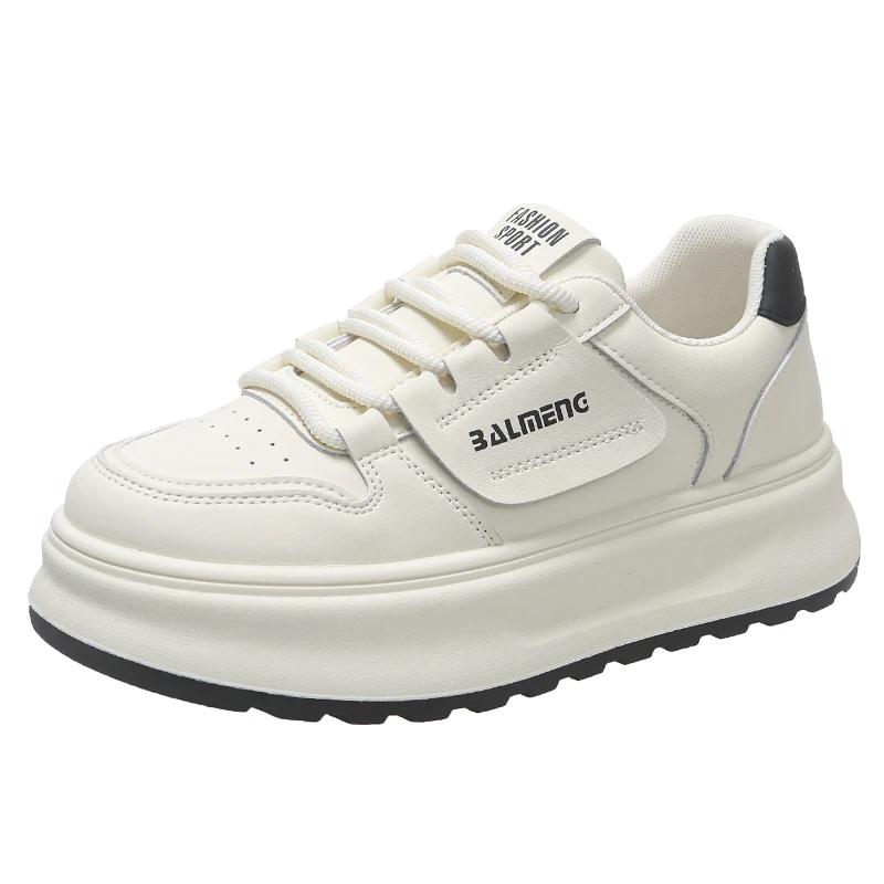 

Кожаные дышащие повседневные женские кроссовки из вулканизированной кожи для ходьбы, бега, на платформе, на плоской подошве, ботинки из хлопка 35 чёрный