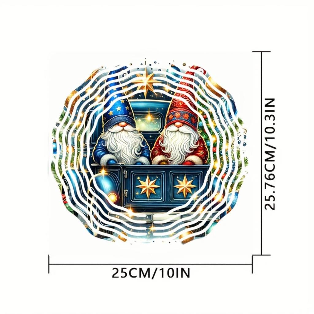 10 Inch Christmas Gnome Wind Spinner 3D Kinetic Metal Hanging Decor with 360 Rotating Hook Outdoor Indoor Garden Yard Holiday Gift for Women Men