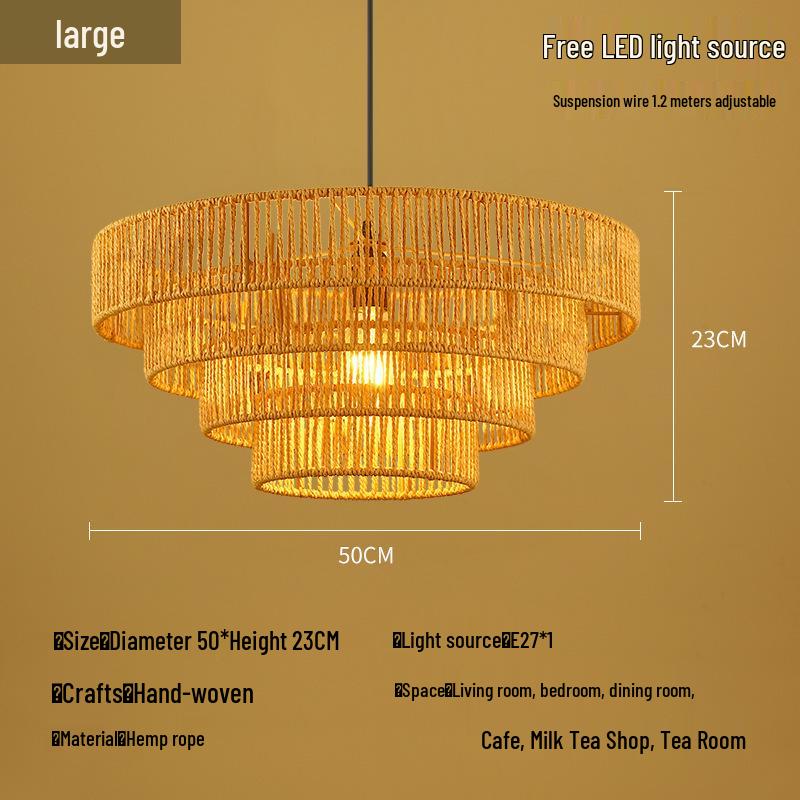 Bamboo Rattan Pendant Lamp: New Chinese & Japanese Style Zen Lighting for Tea Room & Dining, Antique Lantern Design.