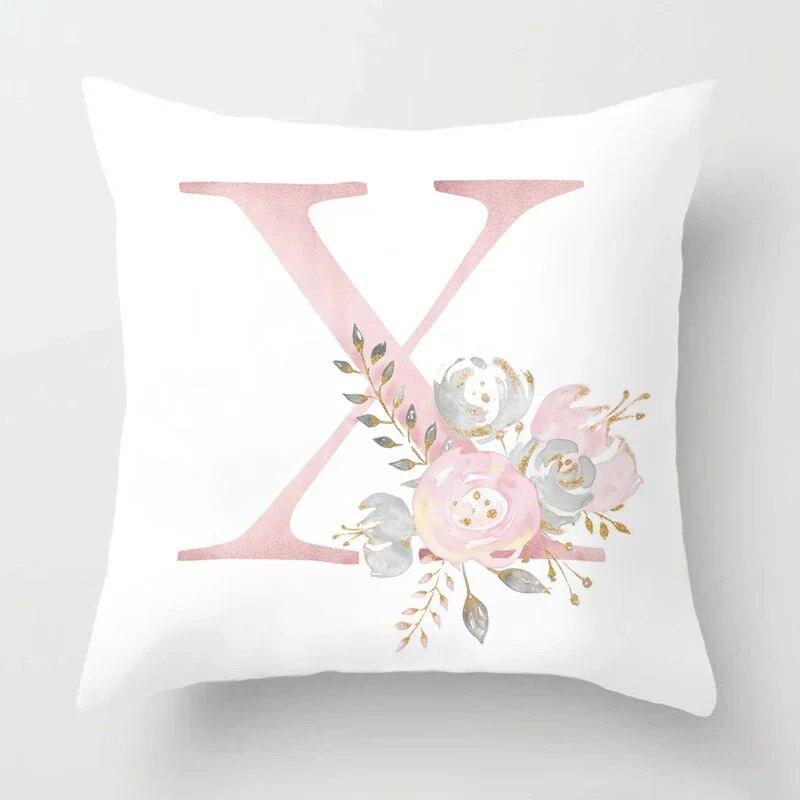 45x45cm Pink Rose 26 Letters Pillowcase Wedding Party Decoration Sofa Car Creative Ornament Couple Home Cushion Cover